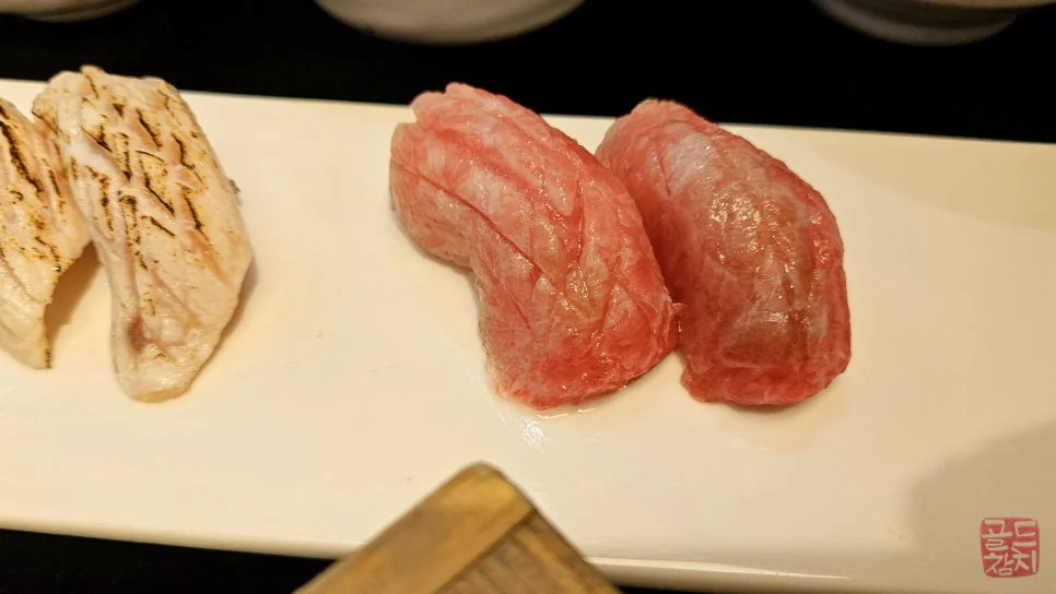 Gold Tuna bluefin tuna sushi, swordfish sushi, premium nigiri