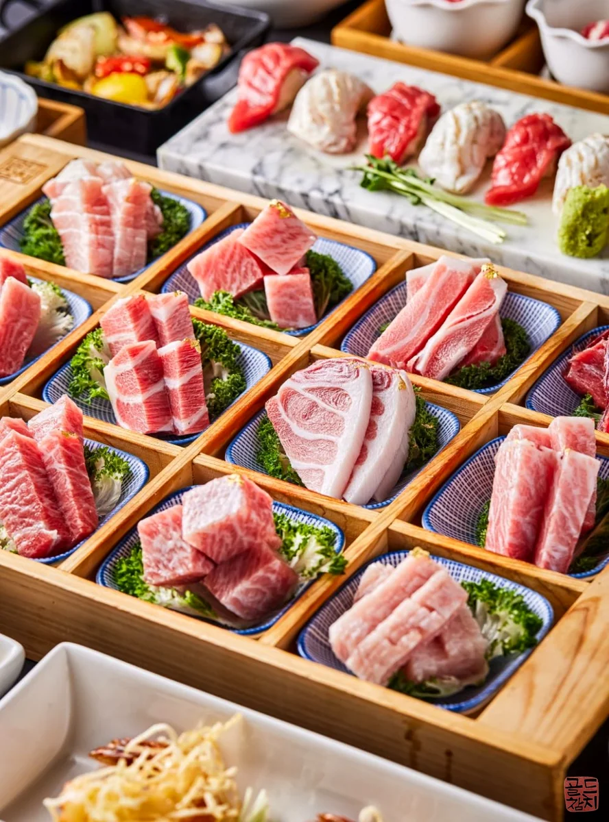 골드참치 참치회 오마카세 작품 같은 플레이팅