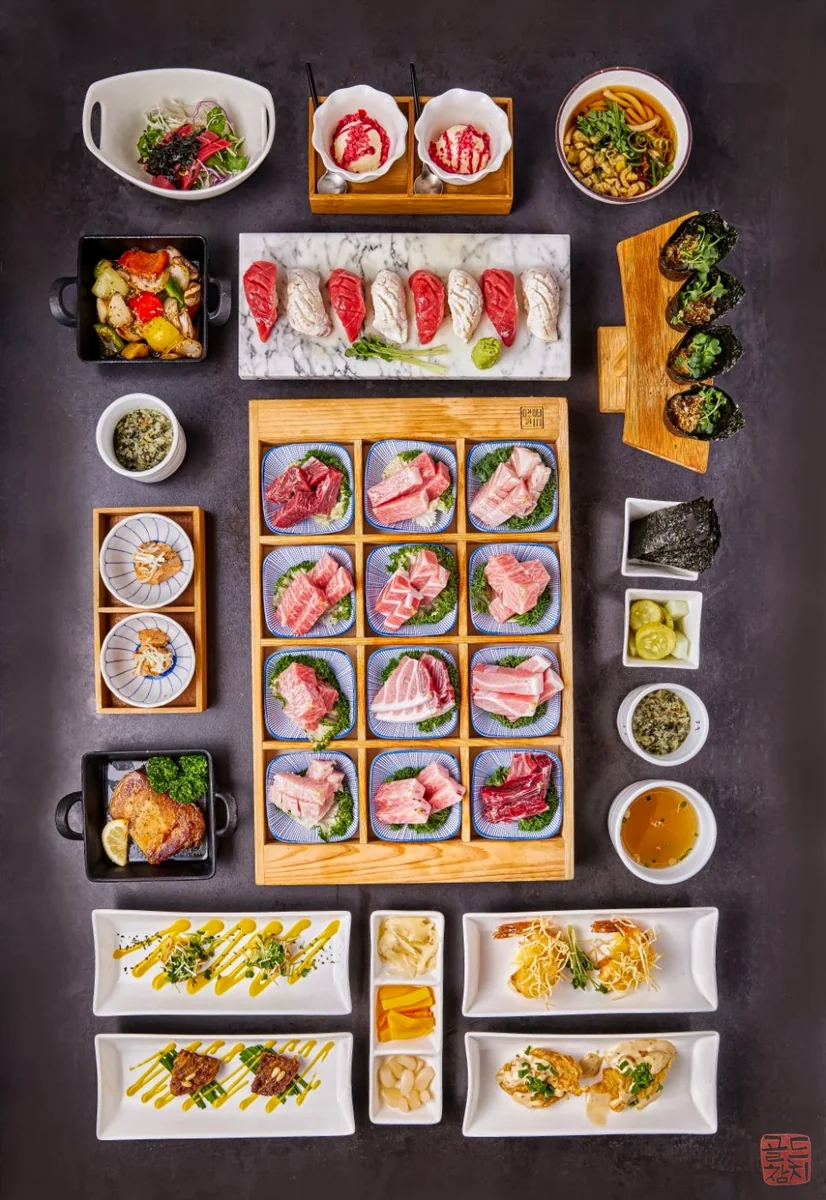 Sinsa-dong Gold Tuna, full course table setting, family gathering, group dinner