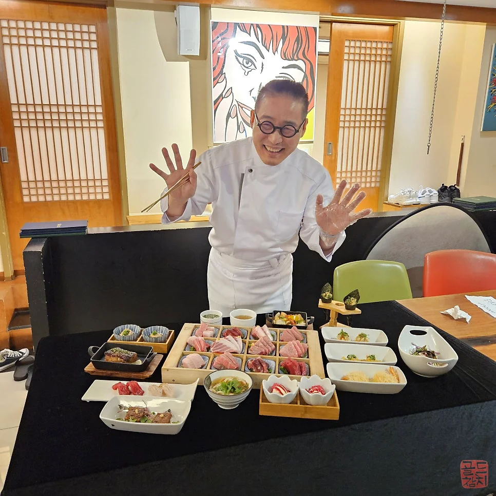 Bangyi-dong Gold Tuna full set meal for 4, premium tuna sashimi platter