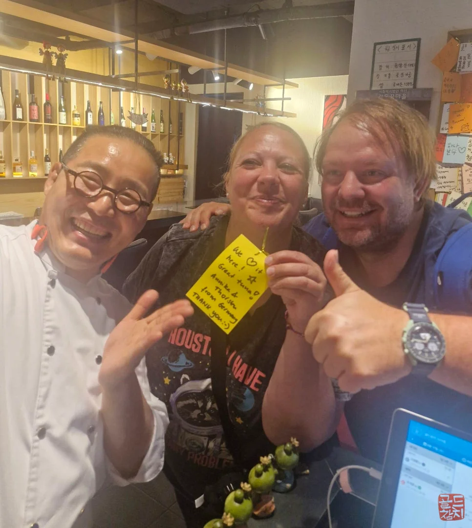 Sinsa-dong Gold Tuna, customer handwritten review note, appreciation message