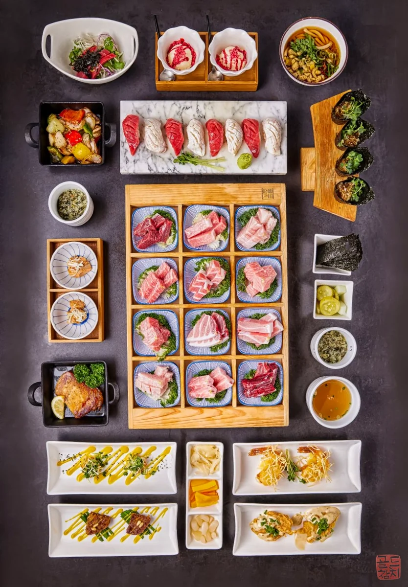 Bangyi-dong Gold Tuna, 15-course tuna omakase, full table setting