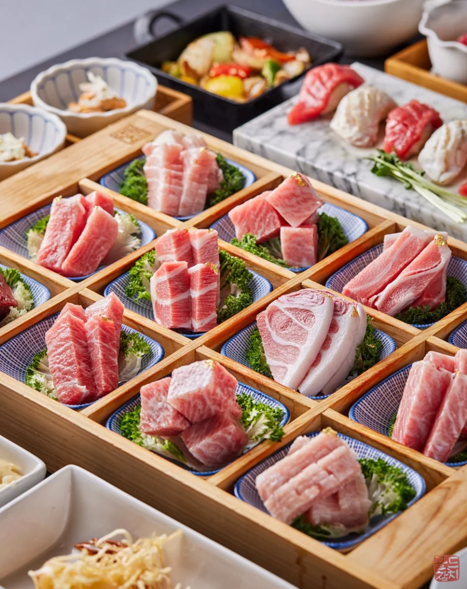Bangi-dong Goldtuna Tuna Sashimi Sushi Side Dish Hinoki Tray Course