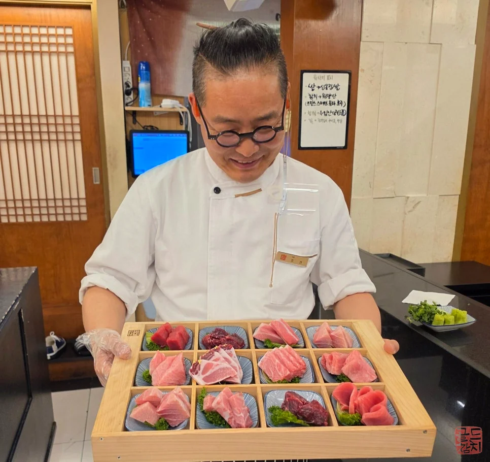 Bangyi-dong Gold Tuna, exquisite tuna sashimi plating, premium quality