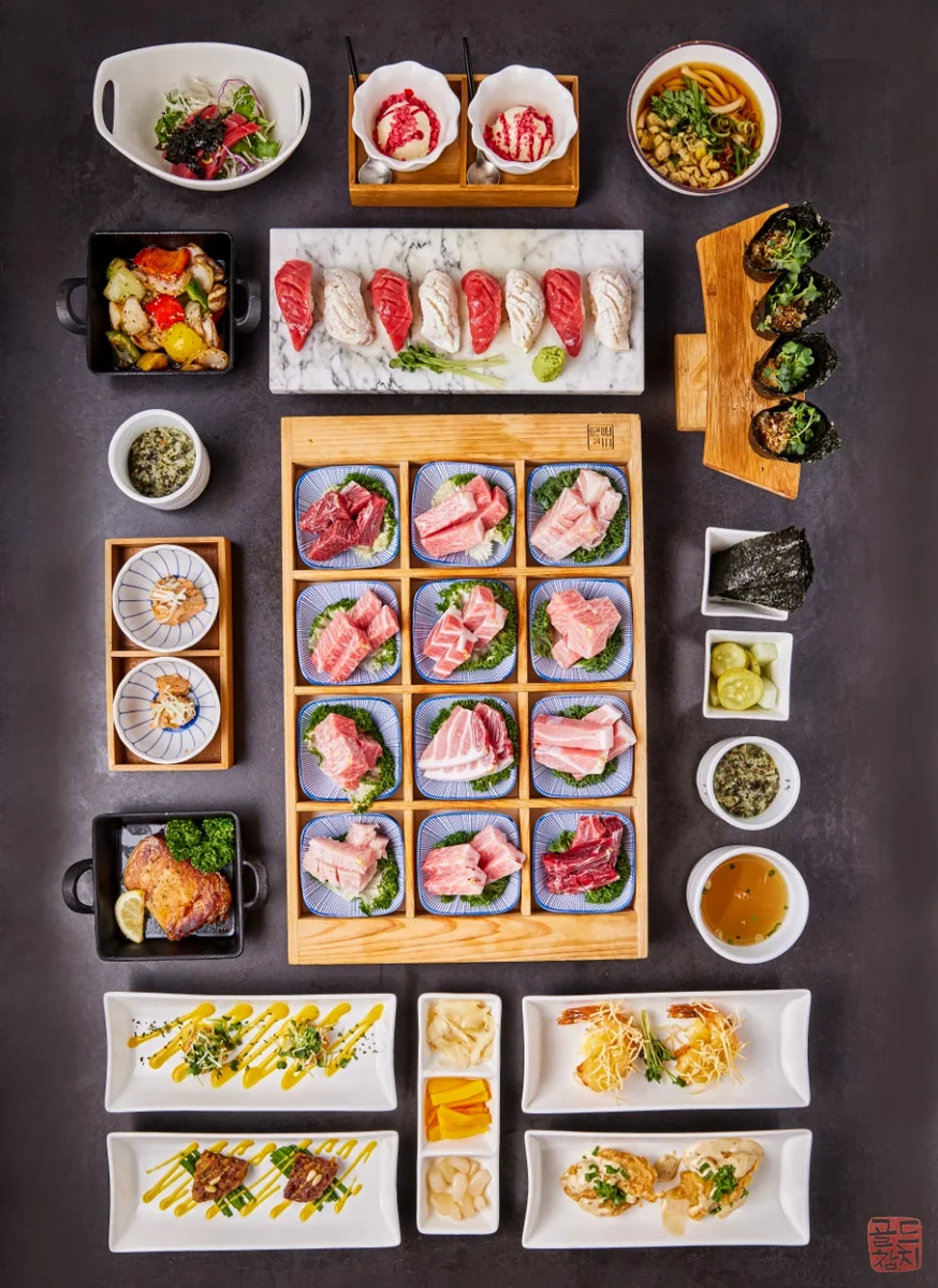 Goldtuna Bangi branch tuna sashimi full table setting side dishes family gathering