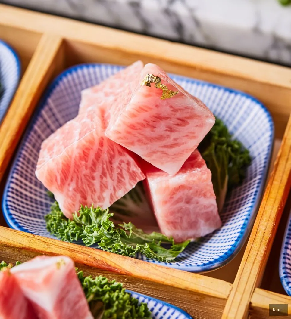 Gold Tuna signature cube-cut tuna sashimi, omakase style