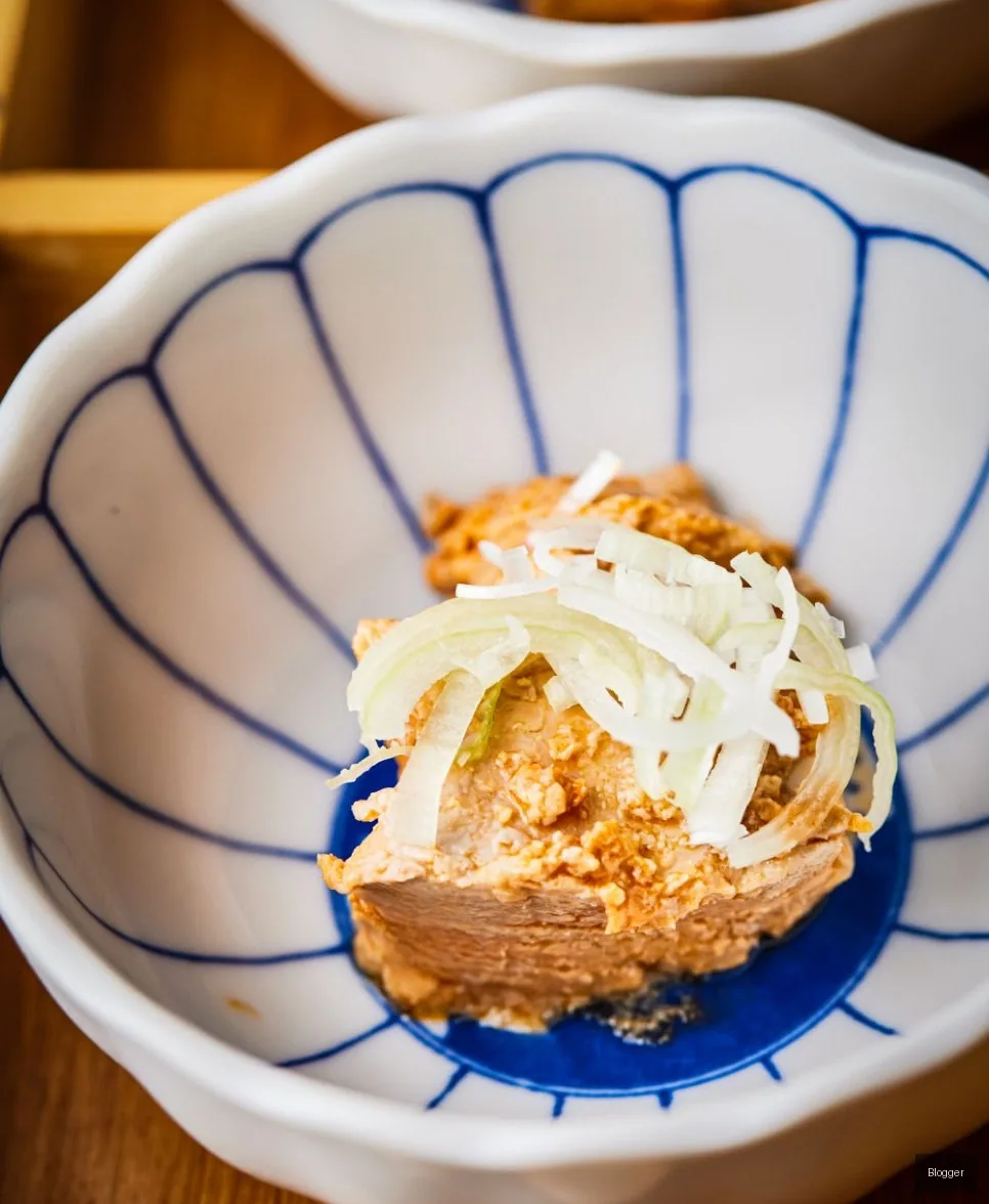 Gold Tuna 15-course omakase, ankimo (monkfish liver) dish