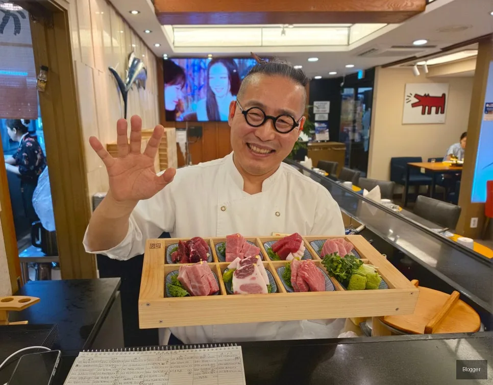 Bangyi-dong Gold Tuna, tuna omakase table setting, premium sashimi platter