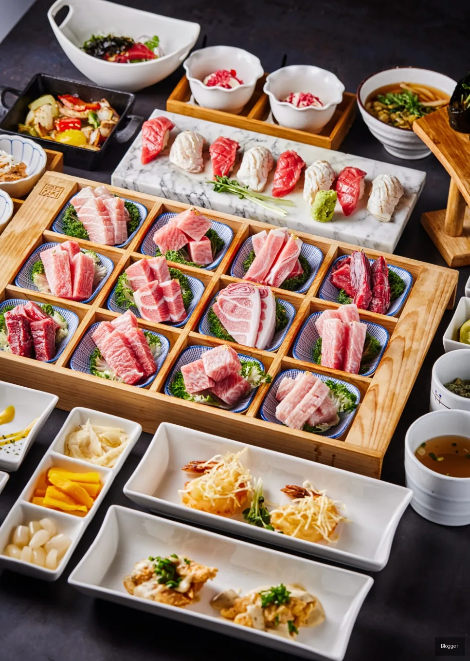 Goldtuna's comprehensive 15-course dinner spread
