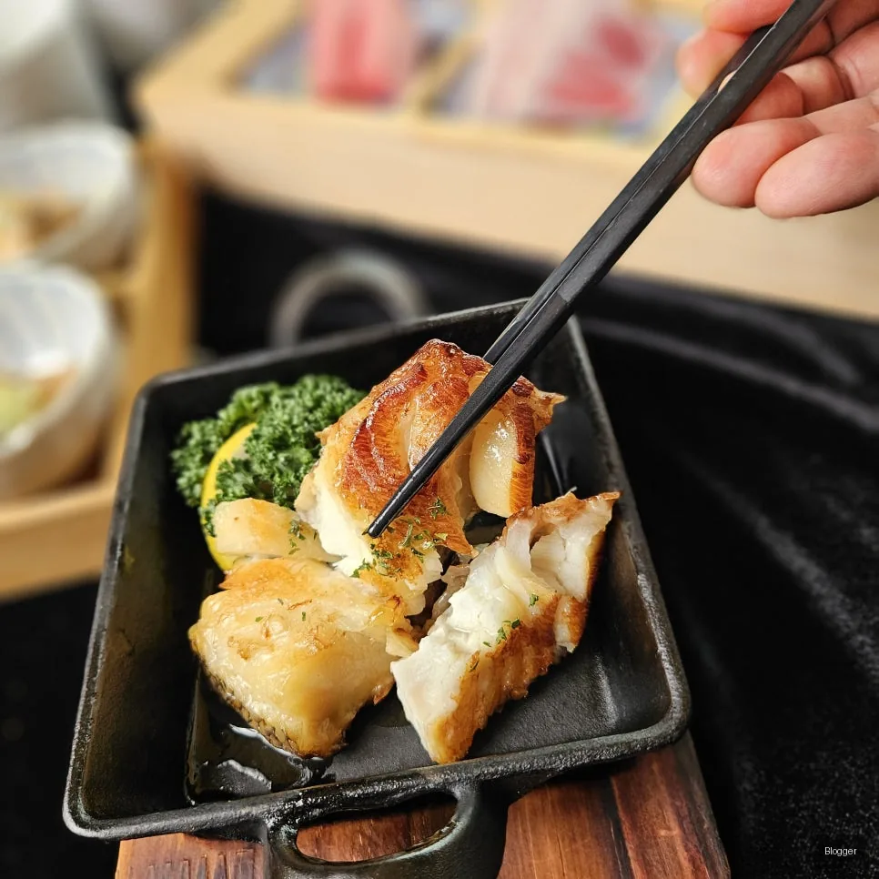 Gold Tuna 15-course side menu, premium grilled mero (Chilean sea bass)