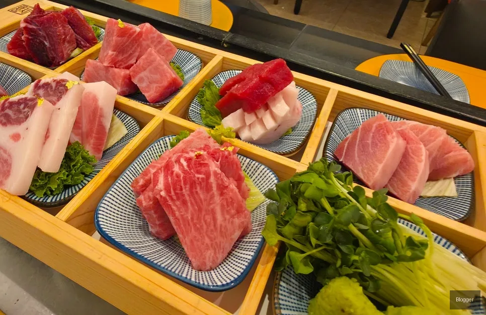 Seoul Gold Tuna premium tuna sashimi, gamasal, baekkop-sal, belly, minami, wing, jeoksin cuts