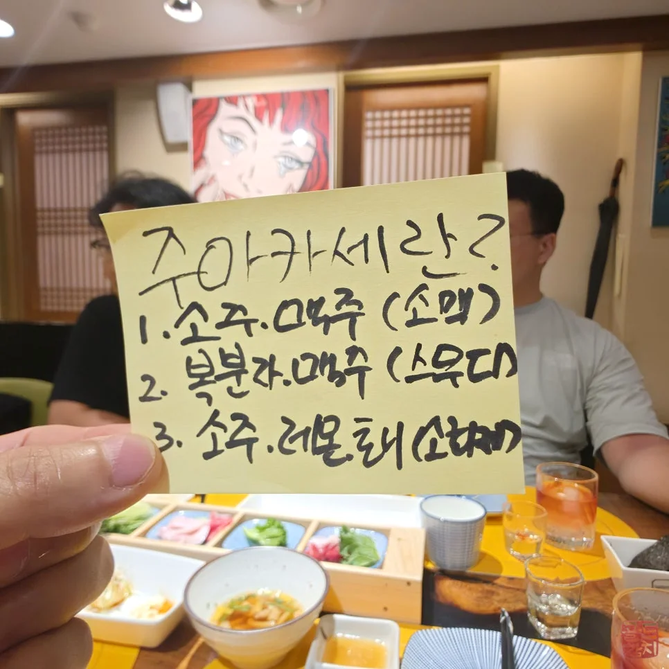 Handwritten note explaining Jumakase combinations at Goldtuna Bangi branch